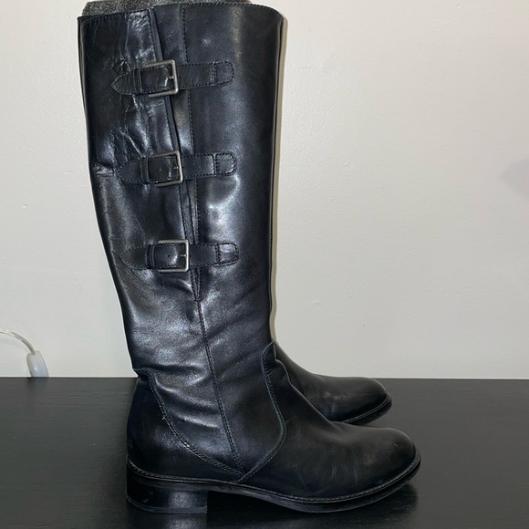 ECCO Hobart Tall Leather 3 Buckle Riding Boots.  Size 8.5. - Picture 2 of 14